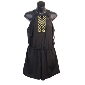 Thalia Sodi Women's Black Embellished Pants Romper Size S NWT